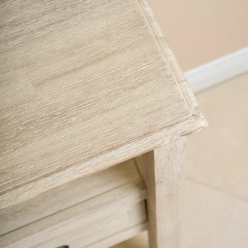 Rustic Acacia Wood Accent Console Table with Drawers and Shelf