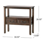 Rustic Acacia Wood Accent Console Table with Drawers and Shelf