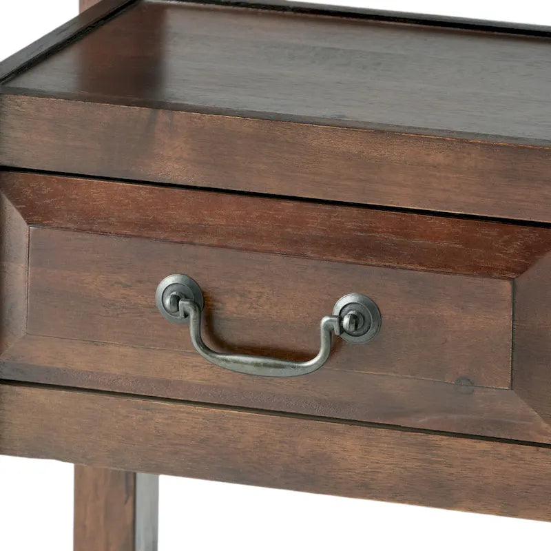 Rustic Acacia Wood Accent Console Table with Drawers and Shelf