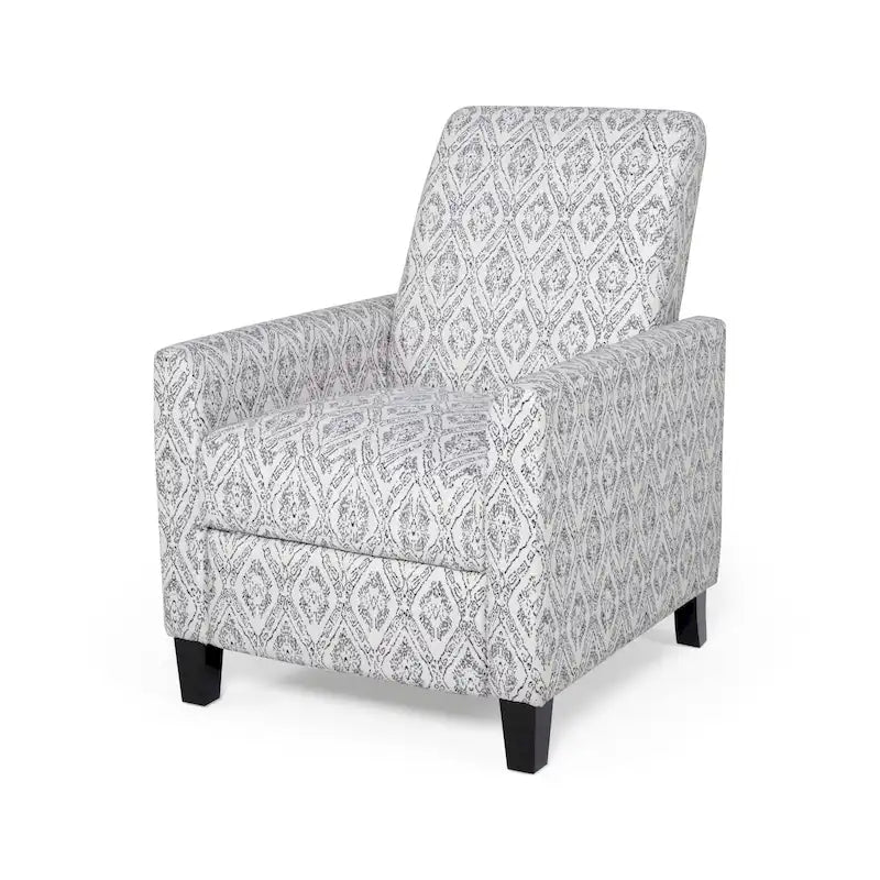 Contemporary Push Back Recliner Chair with Patterned Polyester Upholstery