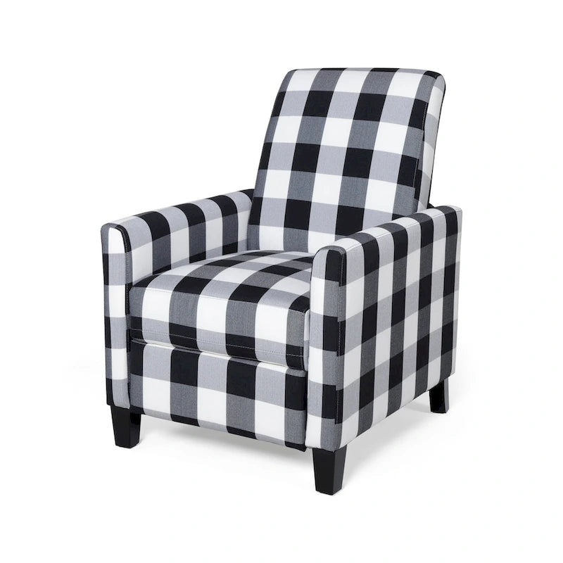 Contemporary Push Back Recliner Chair with Patterned Polyester Upholstery