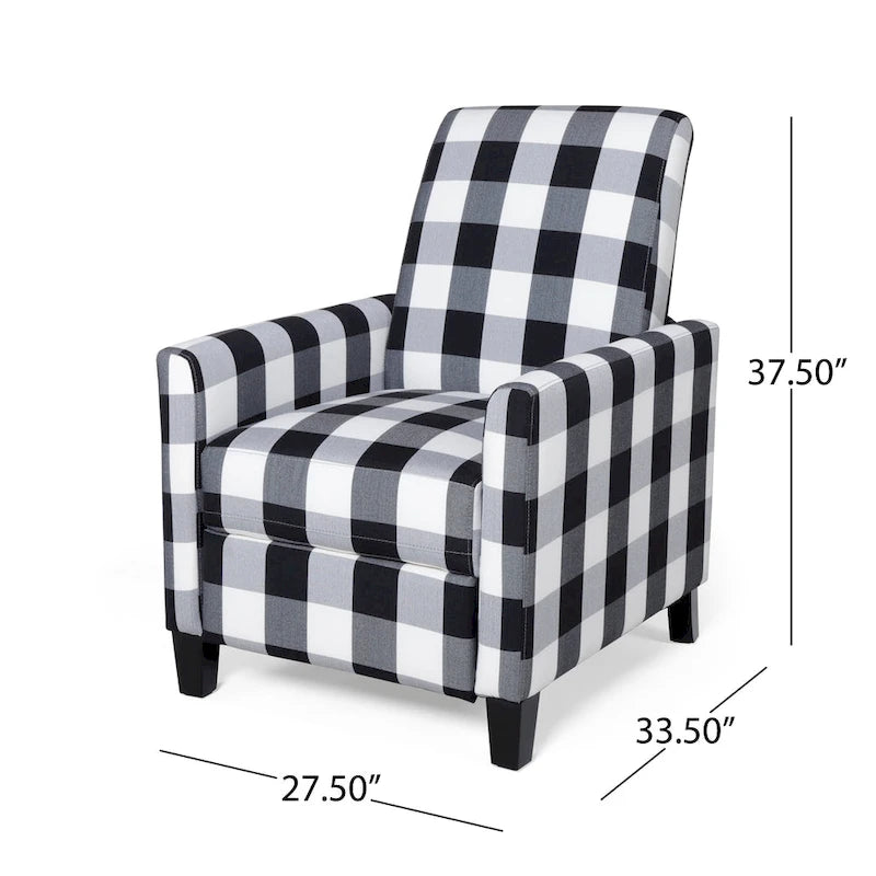 Contemporary Push Back Recliner Chair with Patterned Polyester Upholstery