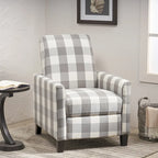 Contemporary Push Back Recliner Chair with Patterned Polyester Upholstery