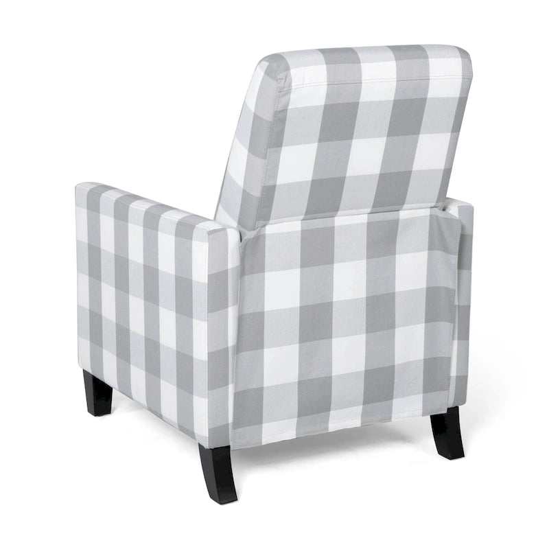 Contemporary Push Back Recliner Chair with Patterned Polyester Upholstery
