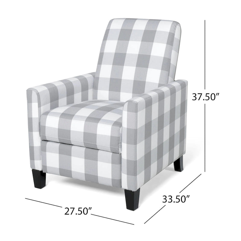 Contemporary Push Back Recliner Chair with Patterned Polyester Upholstery