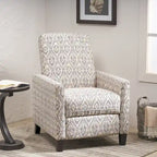 Contemporary Push Back Recliner Chair with Patterned Polyester Upholstery