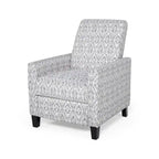 Contemporary Push Back Recliner Chair with Patterned Polyester Upholstery
