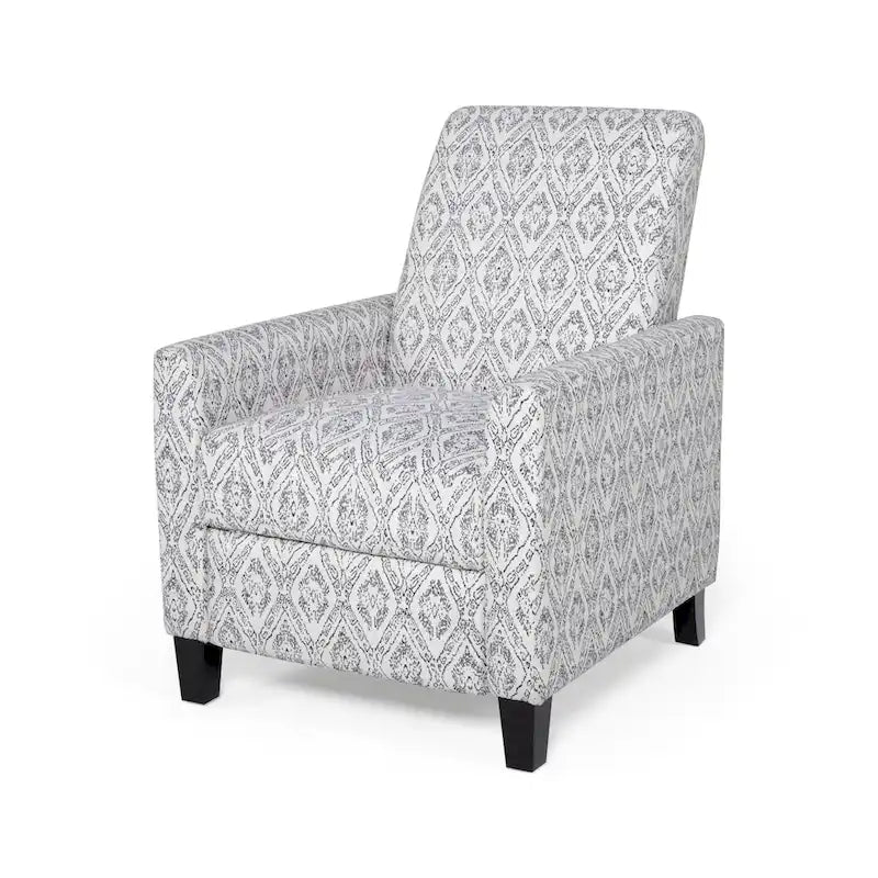 Contemporary Push Back Recliner Chair with Patterned Polyester Upholstery