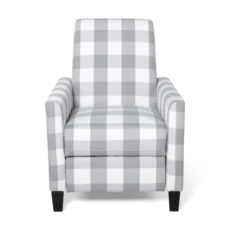 Contemporary Push Back Recliner Chair with Patterned Polyester Upholstery