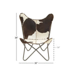 Sedia a farfalla artigianale in pelle bianca, grigia, marrone, marrone chiaro o marrone-beige con supporto nero