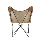 Sedia a farfalla artigianale in pelle bianca, grigia, marrone, marrone chiaro o marrone-beige con supporto nero