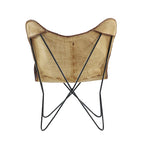 Sedia a farfalla artigianale in pelle bianca, grigia, marrone, marrone chiaro o marrone-beige con supporto nero