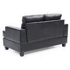 Transitional Faux Leather Loveseat with Saddle Arms and Tufted Back