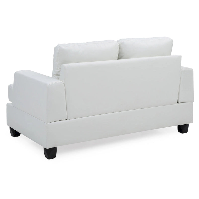 Transitional Faux Leather Loveseat with Saddle Arms and Tufted Back