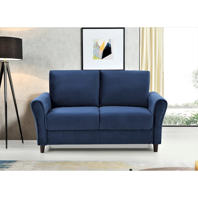 Divanetto in Velluto Felpato con Braccioli Inclinati, Grigio, Blu Scuro, Avorio, Rosa