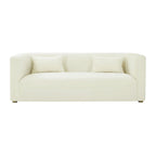 Curved Velvet Sofa with Scalloped Tufted Back and Steel Legs