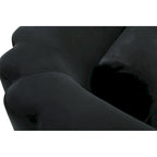 Curved Velvet Sofa with Scalloped Tufted Back and Steel Legs