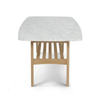 White Marble Top Coffee Table with Wood Frame Natural Finish