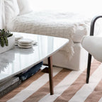 White Marble Top Coffee Table with Wood Frame Natural Finish