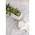 White Marble Top Coffee Table with Wood Frame Natural Finish