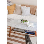 White Marble Top Coffee Table with Wood Frame Natural Finish