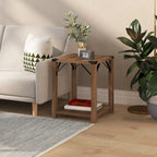 2-Tier Side Table with Metal Side Braces and Corner Caps