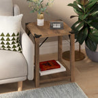 2-Tier Side Table with Metal Side Braces and Corner Caps