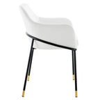 Performance Velvet Upholstered Dining Armchair with Gold-Tipped Black Metal Legs