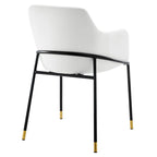 Performance Velvet Upholstered Dining Armchair with Gold-Tipped Black Metal Legs
