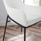 Performance Velvet Upholstered Dining Armchair with Gold-Tipped Black Metal Legs