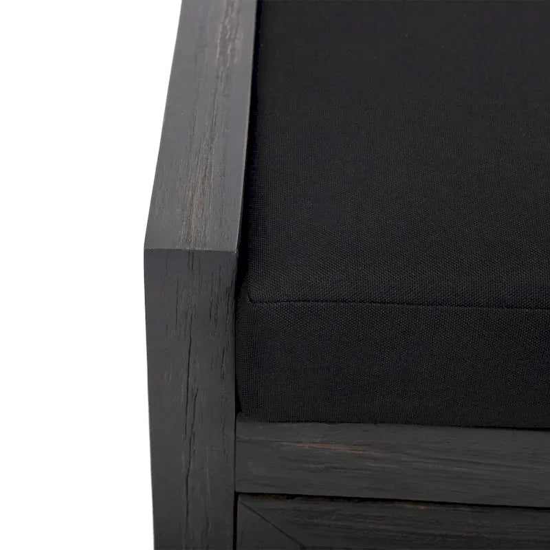 Acacia Wood Storage Bench with Cushion and Open Shelves X-Frame Dark Gray