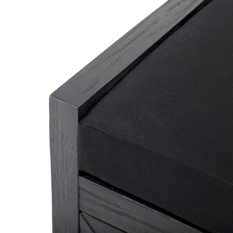 Acacia Wood Storage Bench with Cushion and Open Shelves X-Frame Dark Gray