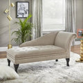Velvet Button-Tufted Storage Chaise Lounge with Nailhead Trim