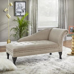 Velvet Button-Tufted Storage Chaise Lounge with Nailhead Trim