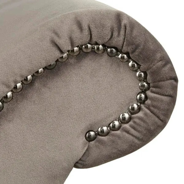 Velvet Button-Tufted Storage Chaise Lounge with Nailhead Trim