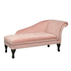 Velvet Button-Tufted Storage Chaise Lounge with Nailhead Trim