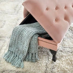 Velvet Button-Tufted Storage Chaise Lounge with Nailhead Trim