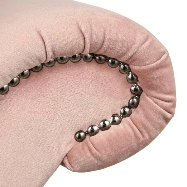 Velvet Button-Tufted Storage Chaise Lounge with Nailhead Trim
