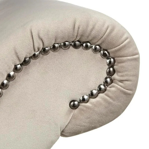 Velvet Button-Tufted Storage Chaise Lounge with Nailhead Trim
