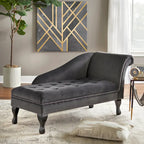 Velvet Button-Tufted Storage Chaise Lounge with Nailhead Trim