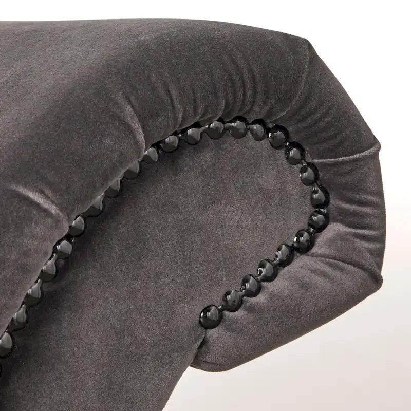 Velvet Button-Tufted Storage Chaise Lounge with Nailhead Trim