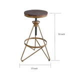Weathered Wood and Gold Adjustable Bar Stool