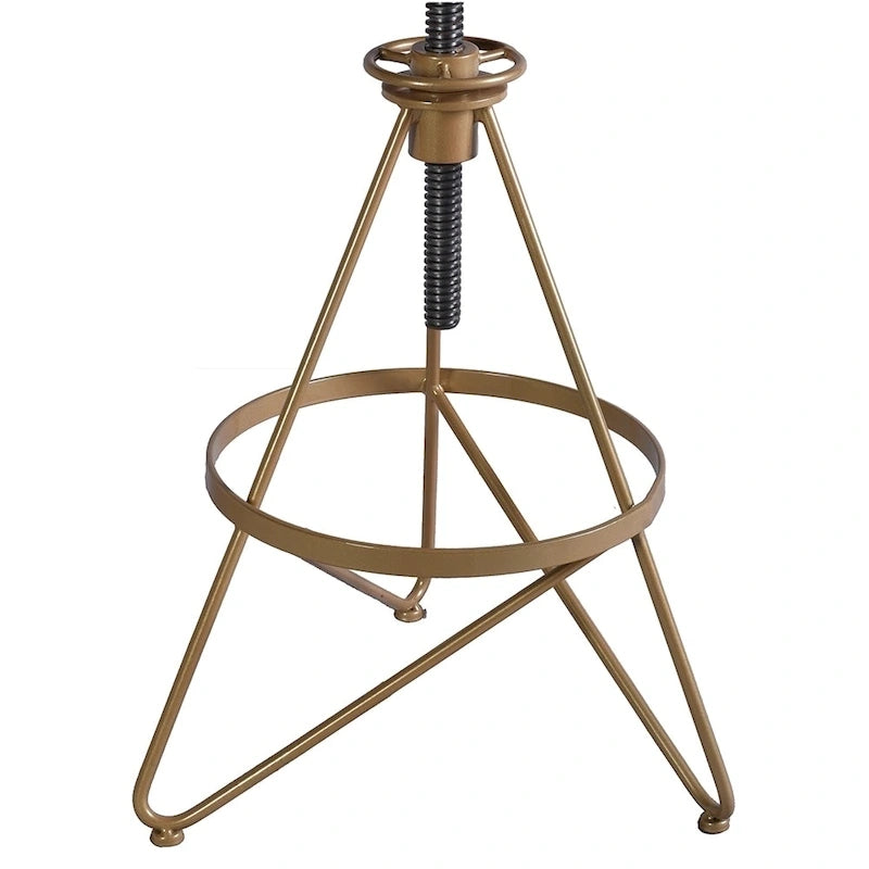 Weathered Wood and Gold Adjustable Bar Stool