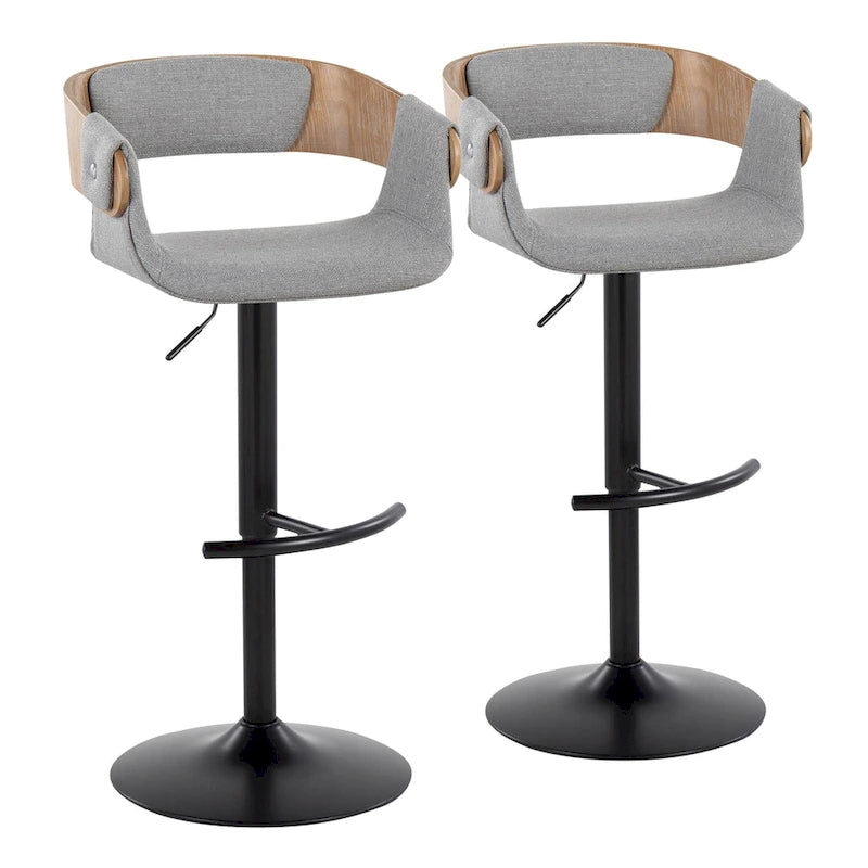  Gavle Adjustable Bar Stool with Rounded T Footrest (Set of 2)