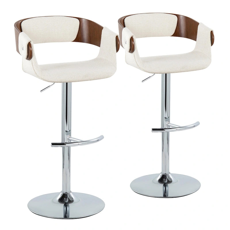 Adjustable Bar Stool with Rounded T Footrest (Set of 2)