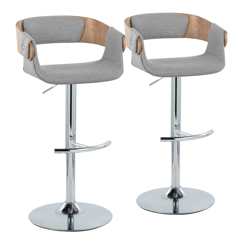 Adjustable Bar Stool with Rounded T Footrest (Set of 2)