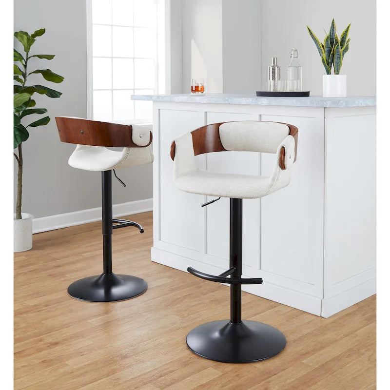 Adjustable Bar Stool with Rounded T Footrest (Set of 2)