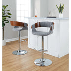 Adjustable Bar Stool with Rounded T Footrest (Set of 2)