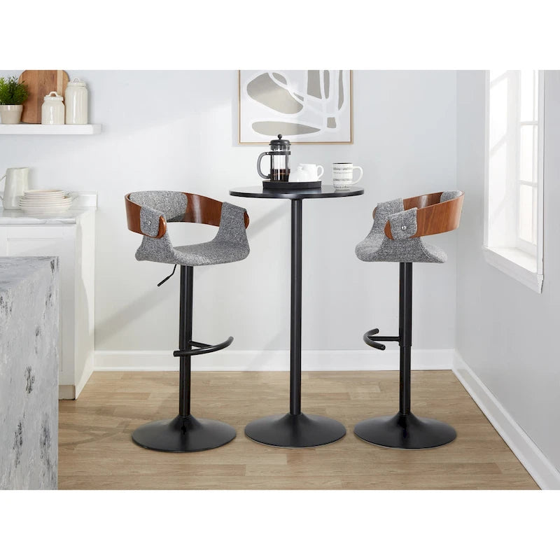 Adjustable Bar Stool with Rounded T Footrest (Set of 2)