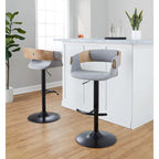 Adjustable Bar Stool with Rounded T Footrest (Set of 2)